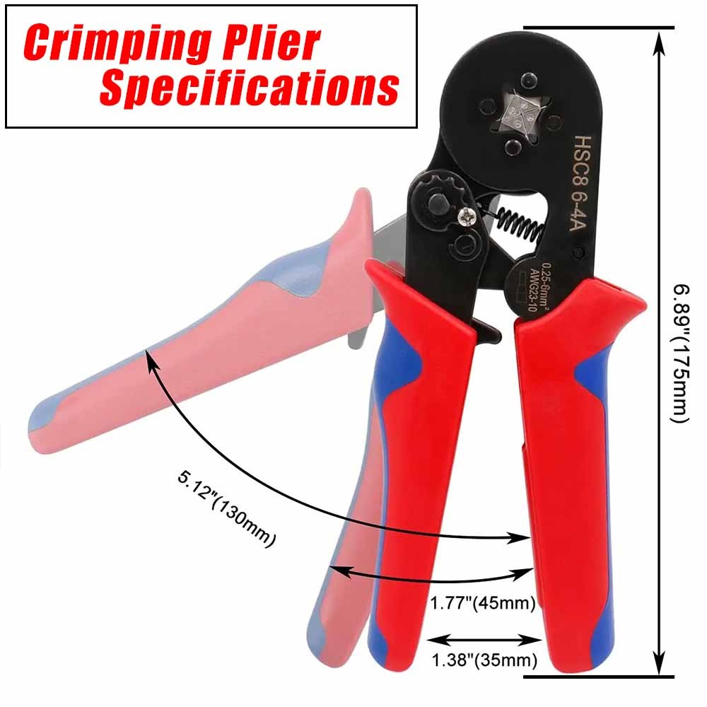 Ferrule Crimping Tool Kit AWG23-7 Self-adjustable Ratchet Wire Crimping Tool Kit