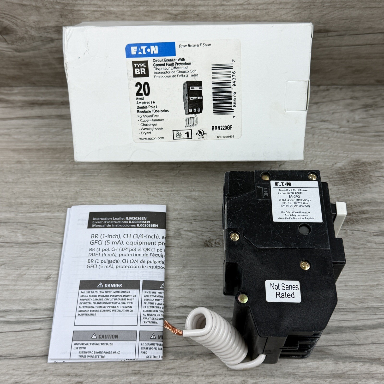 Eaton BRN220GF 20A 120/240V 2-Pole GFCI Circuit Breaker Brand New