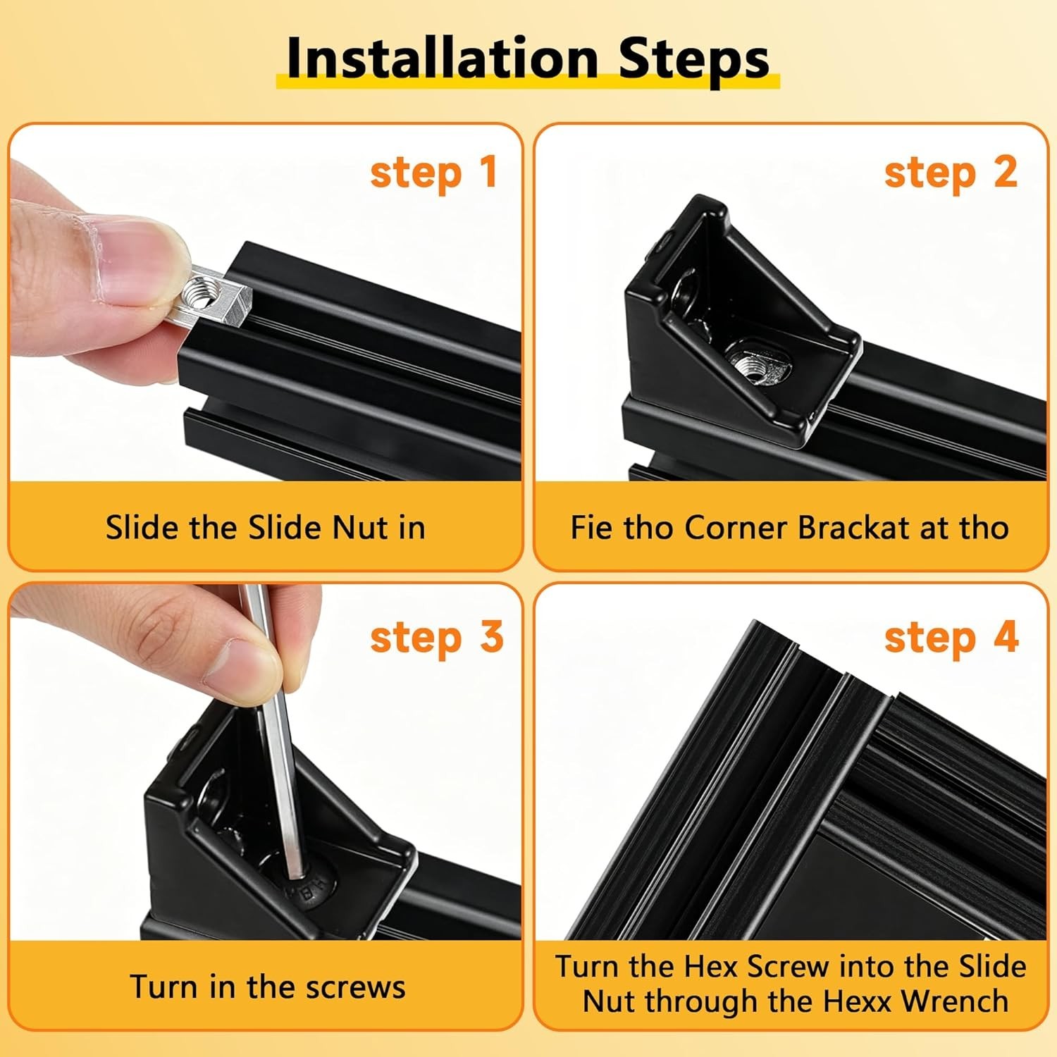 30 Set Black 2020 Series Aluminum Extrusion Profile Connector, Includes 1pc W…