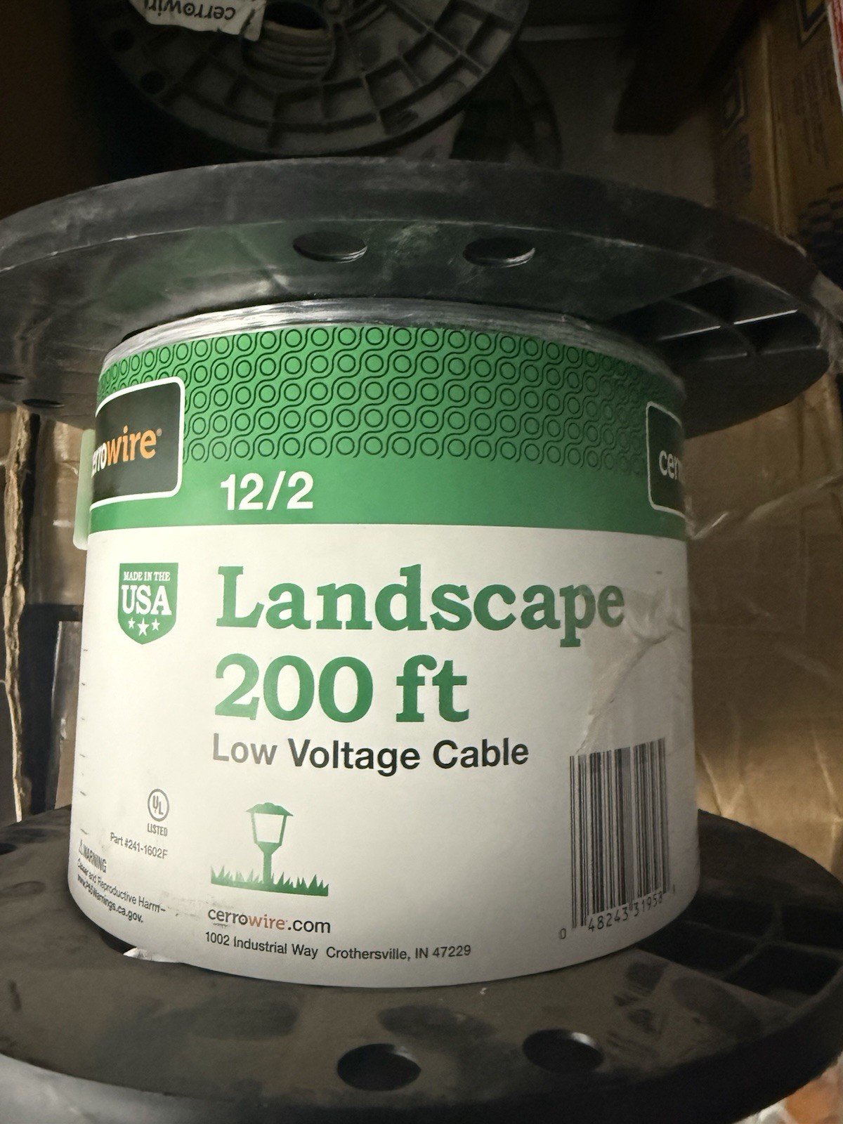 CERROWIRE 241-1602F 12/2 200 Ft Black Low Voltage Landscape Wire