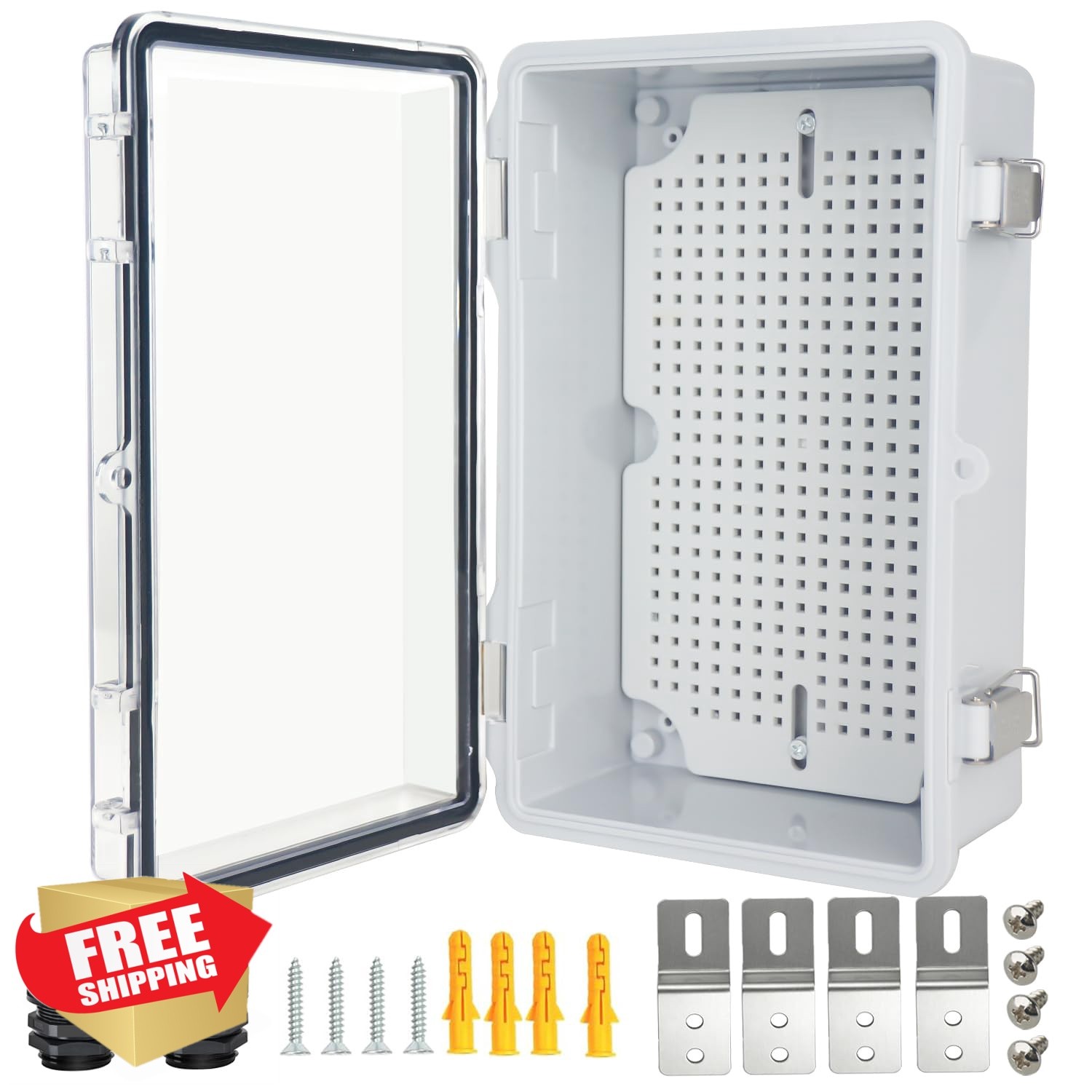 Qukipet Waterproof Junction Box Grey-Clear 10.2″x6.3″x4.3″