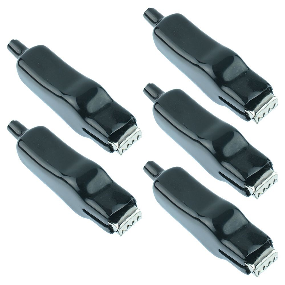 5 x Black 54mm Crocodile Clip Connector 10A Alligator