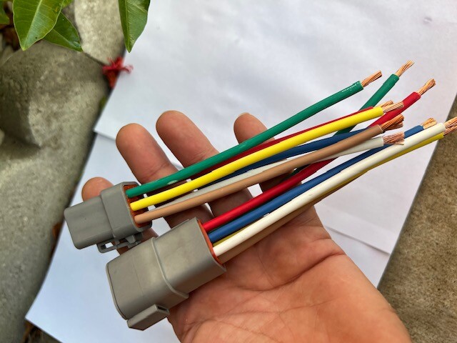10 AWG Gray Assembled Deutsch DTP 6 Pin waterproof connector 6″ wire