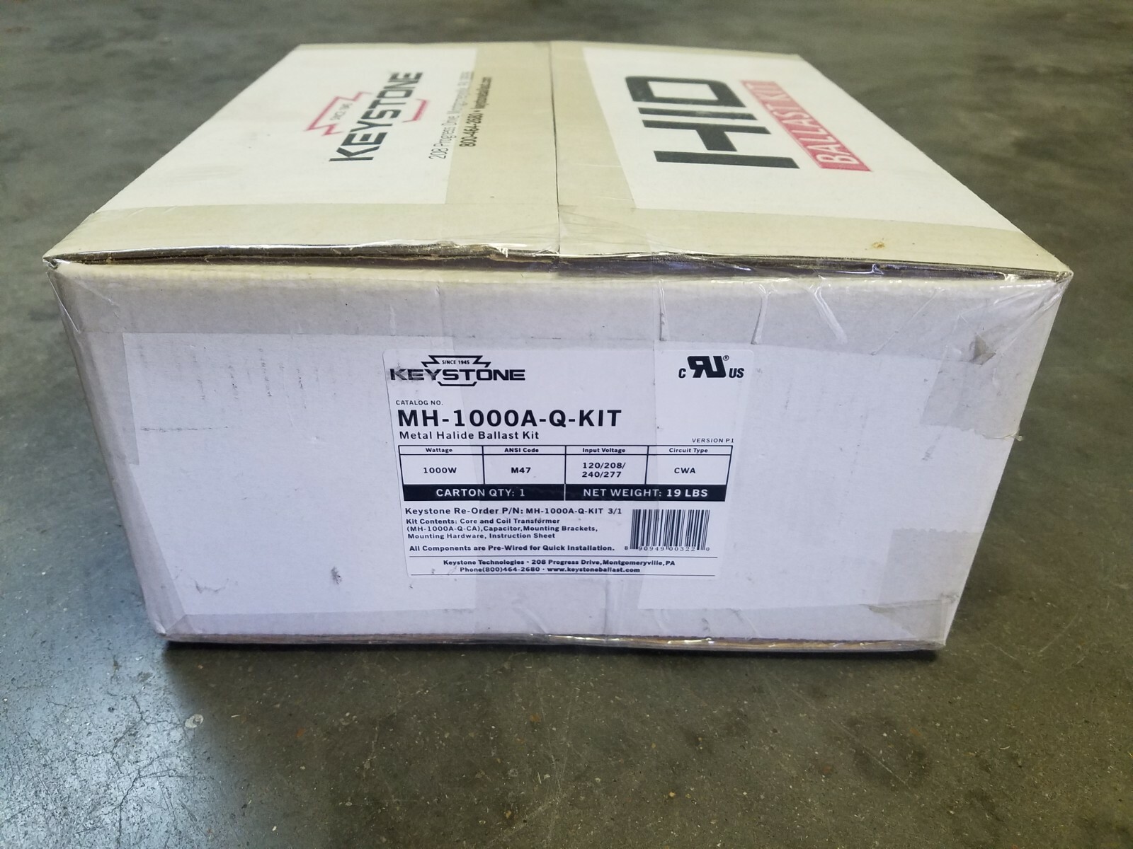 MH-1000A-Q-KIT Keystone 1000W 120/208/240/277V Metal Halide Ballast Kit