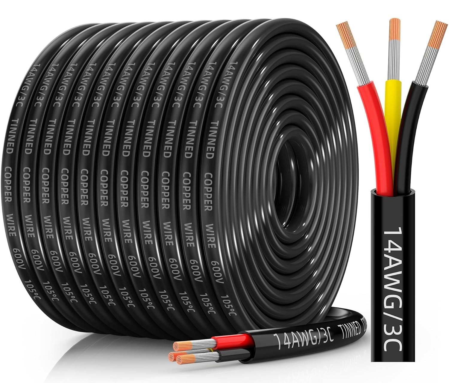 100FT PVC Insulated 14 Gauge Wire, Flame Retardant for Secure Installations