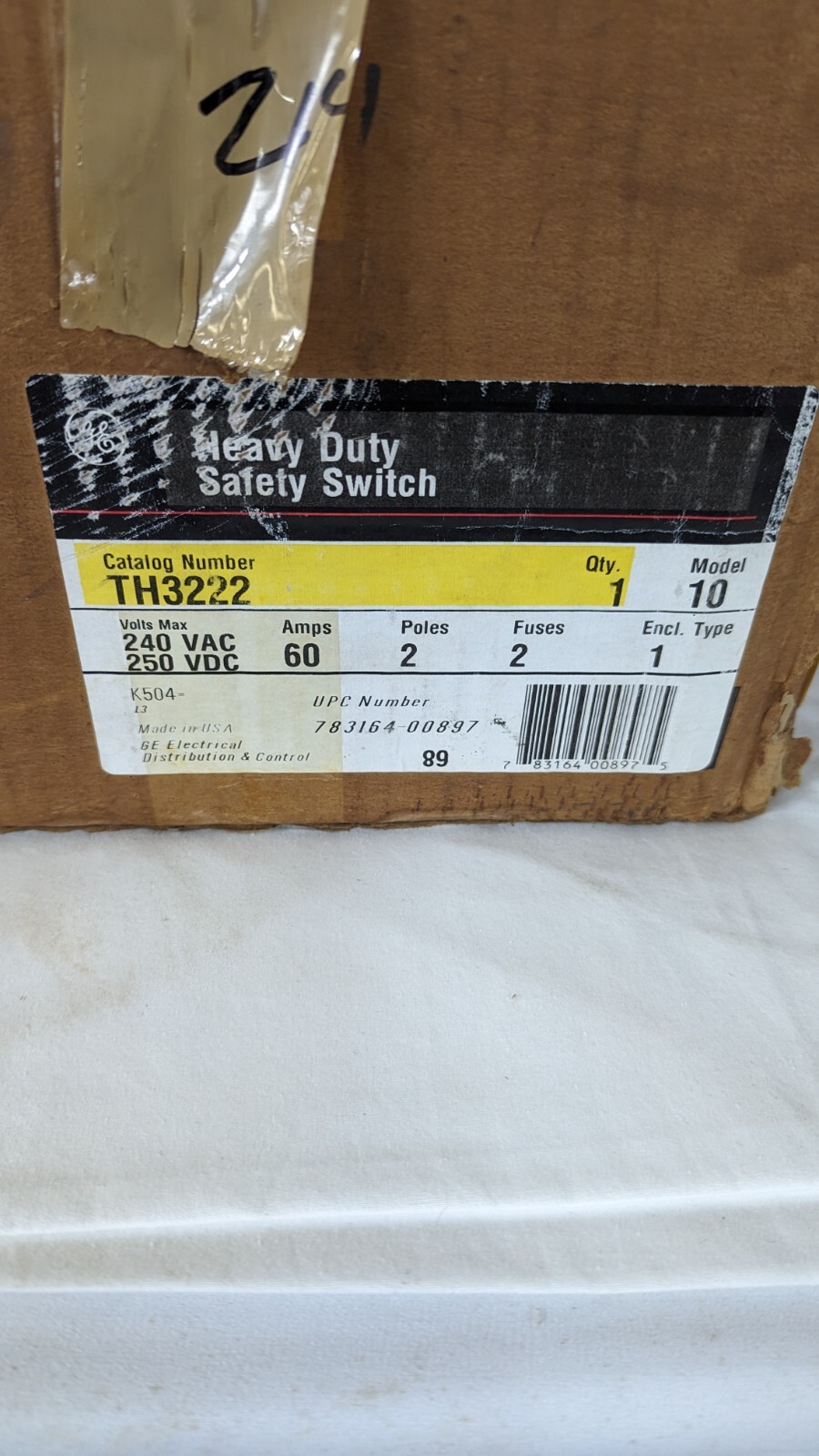 GE General Electric Heavy Duty Safety Switch TH3222 60 Amp 240 Volt Fusible