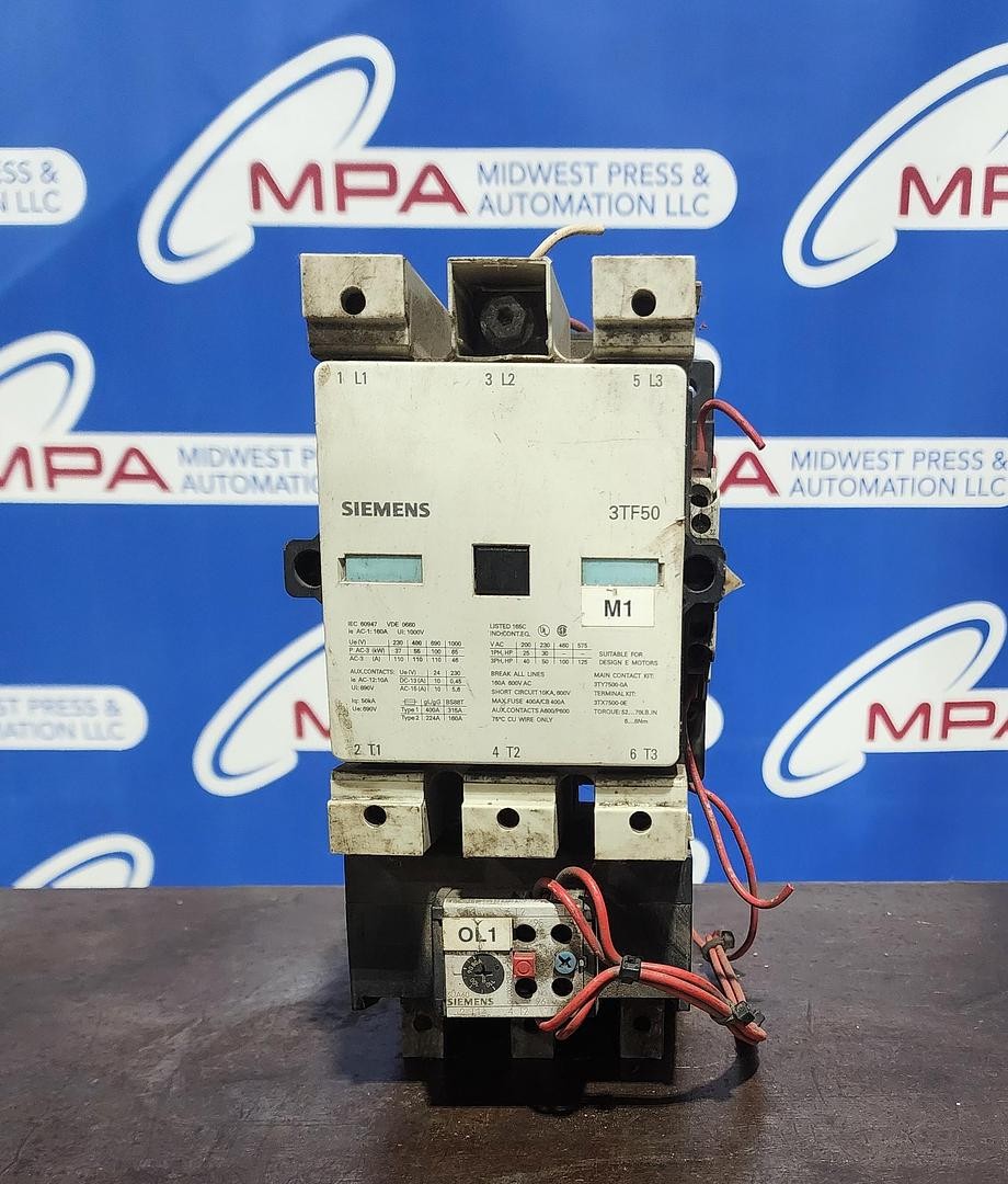 Siemens 3TF50 / 3UA60 00-2X 3-Pole Contactor