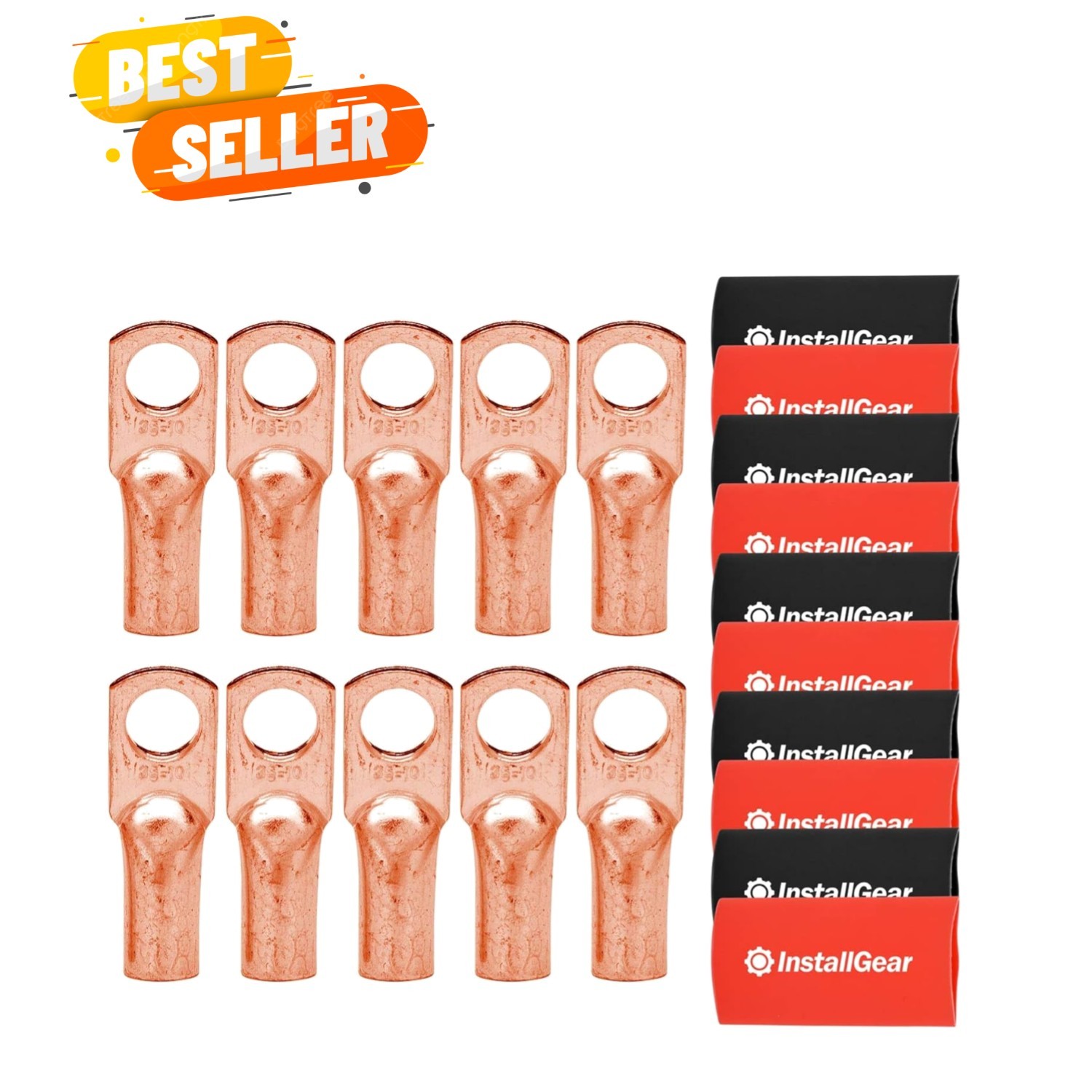10-Pack of 4 AWG Pure Copper Lugs with Heat Shrink Tubes – Perfect Connections