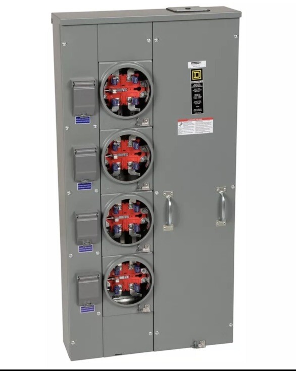 Square D MPH44125 125 Amp 1-Phase 3-Wire 4Gang Horn Bypass Ringless Meter