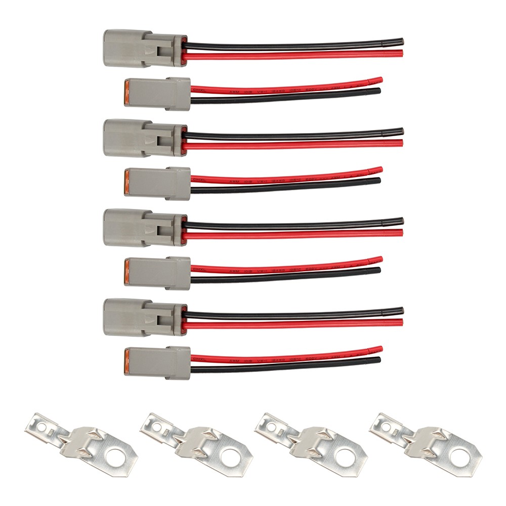 4 pairs DTP 2 Pin Plug Waterproof Connector w/ 1FT 12AWG Wire for Car Truck Boat