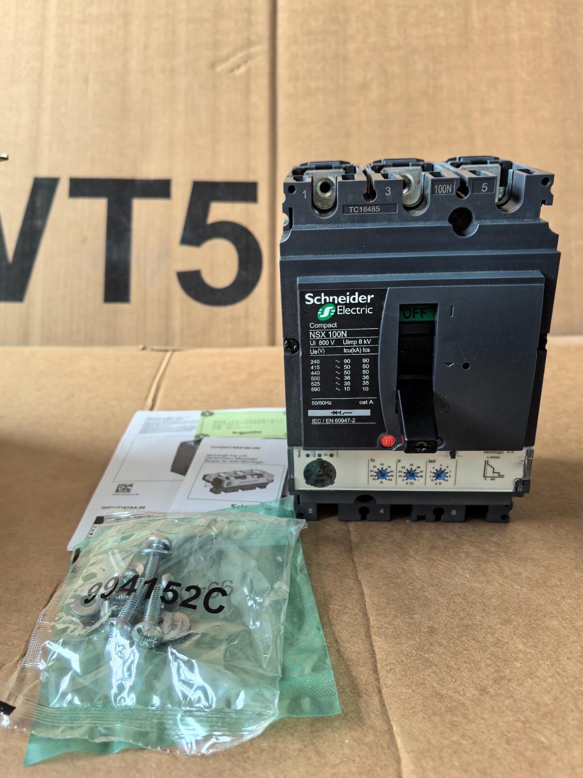 LV429795 Brand New Schneider MCCB Compact NSX100N Micrologic 2.2 100A 3P3D F