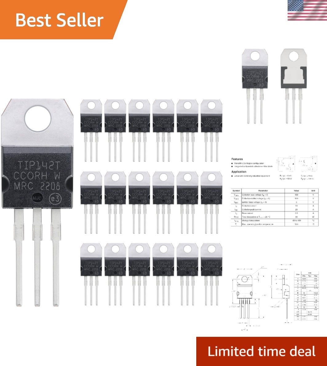20-Pack NPN Silicon Power Transistor 10A 100V Darlington TO-220 for Electronics