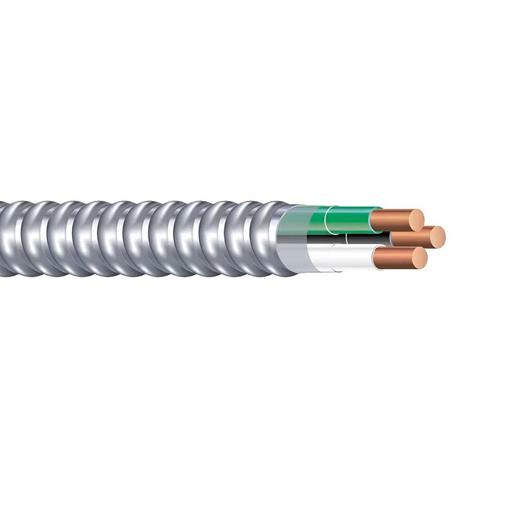 12/2 Solid Copper Metal Clad Cable With Ground Type MC Aluminum Armor 600V