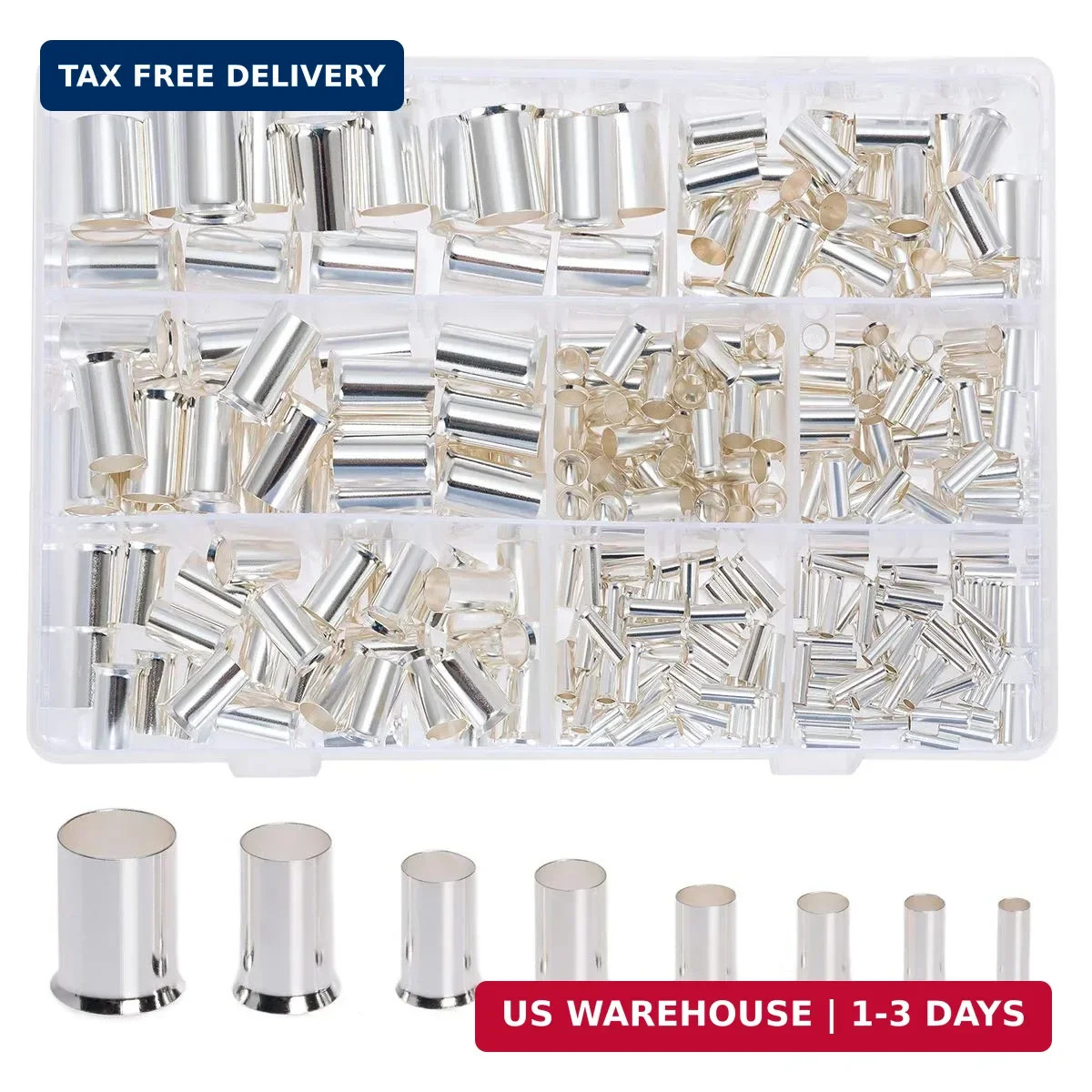 300Pcs 12 10 8 6 4 2 1/0 2/0 Wire Ferrule Tinned Copper Crimp Connector Electric