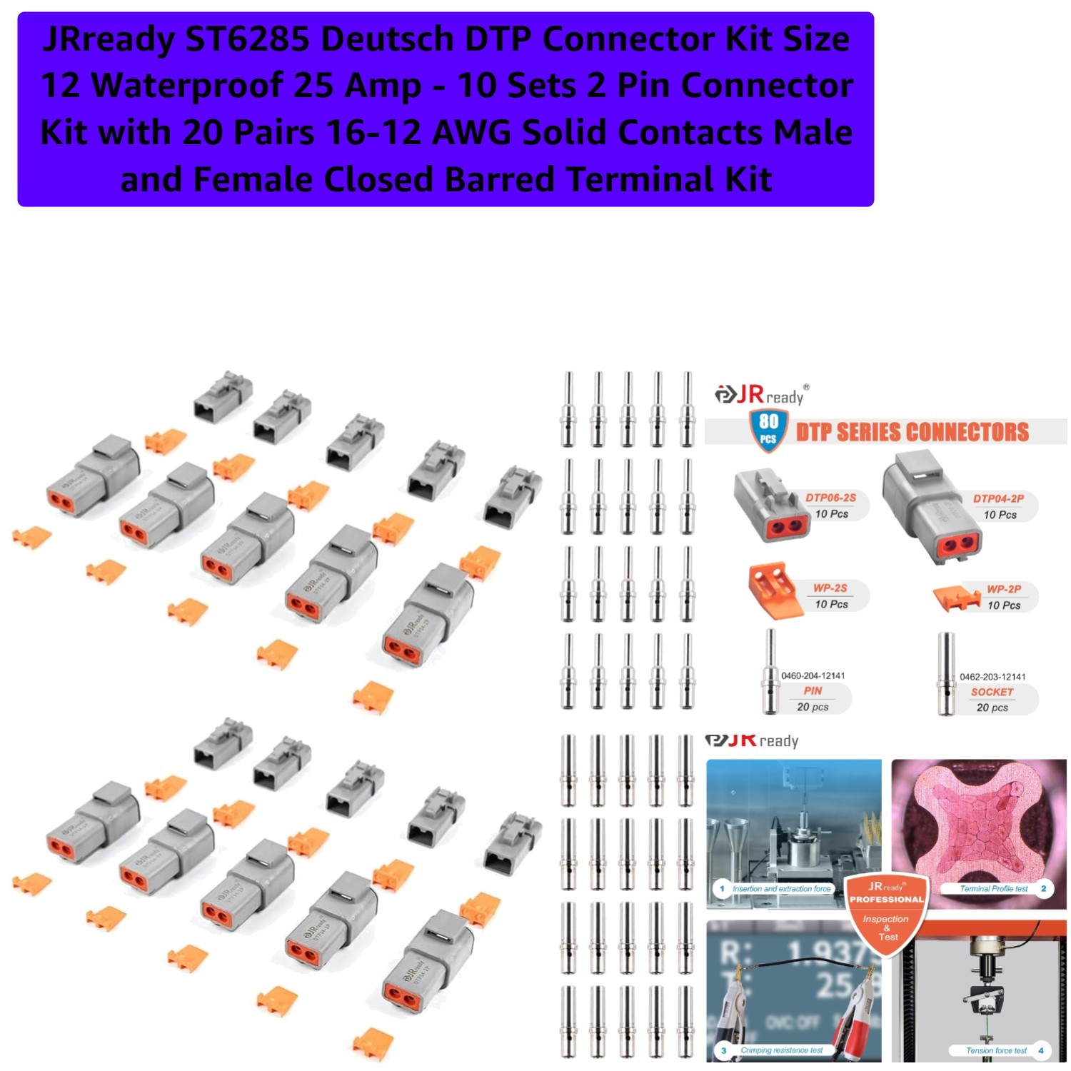 DTP Connector Kit Size 12 Waterproof 25 Amp – 10 Sets 2 Pin Connector Kit wit…