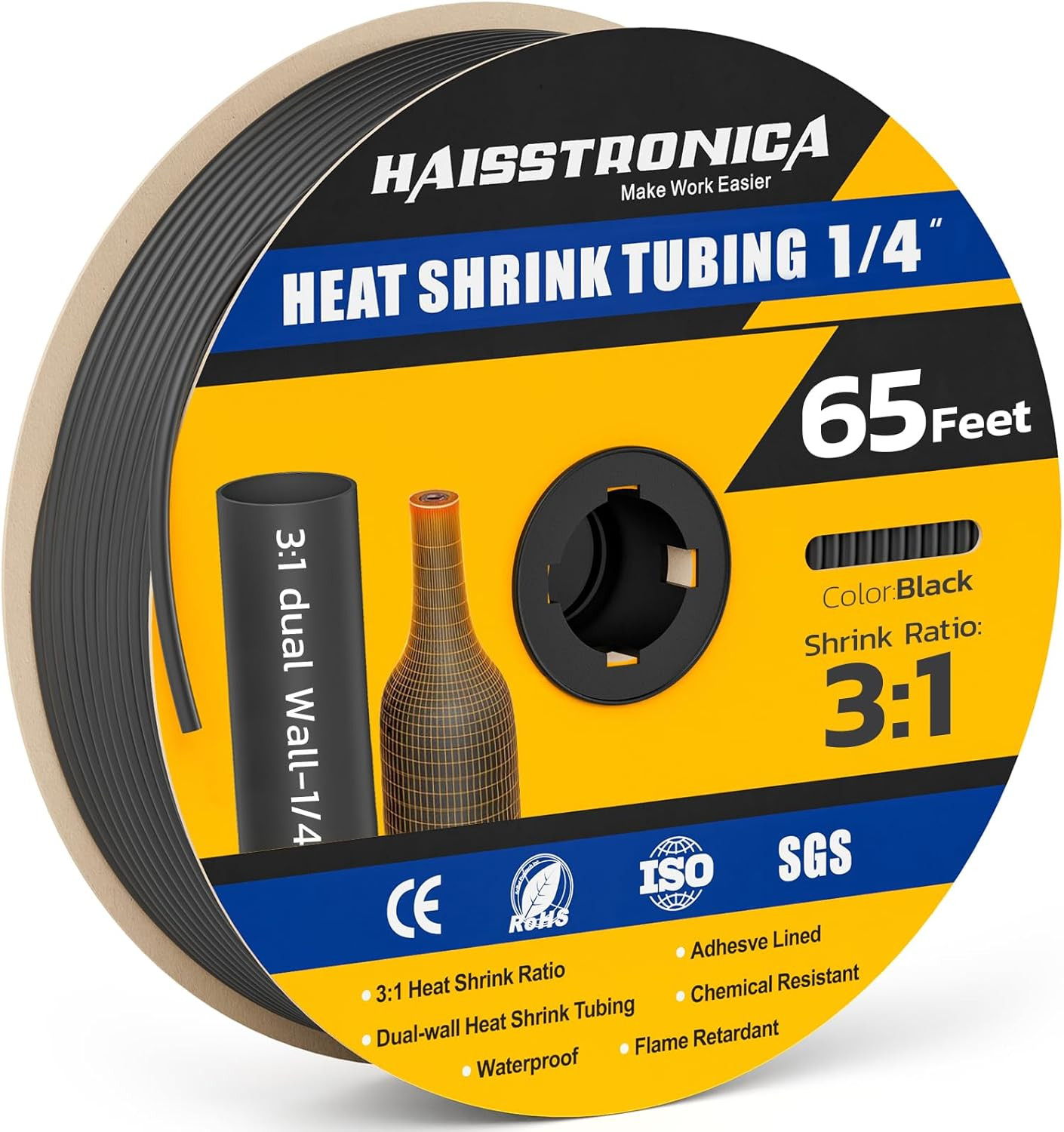 Haisstronica 3:1 Heat Shrink Tubing, Shrink Ratio Adhesive Lined Marine Grade