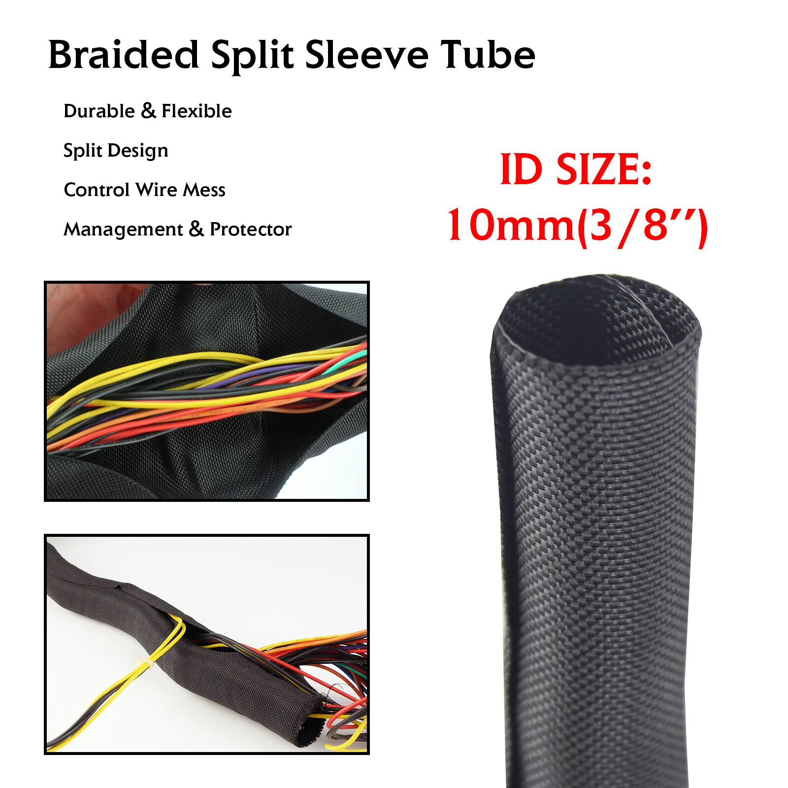 Braided Cable Sleeve Wire Loom Covers Cords Protector Tubing Lot