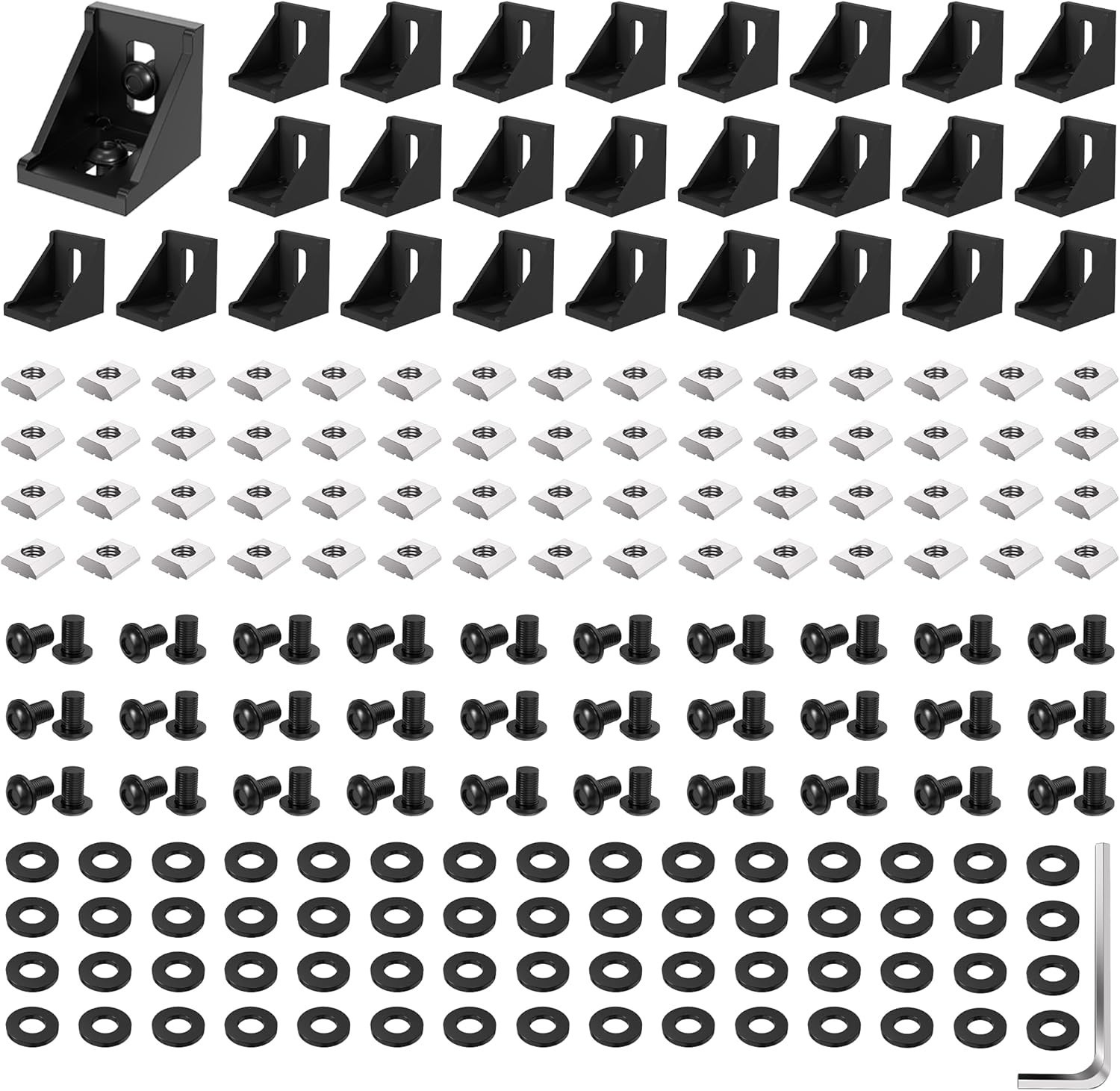 30 Set Black 2020 Series Aluminum Extrusion Profile Connector, Includes 1pc W…