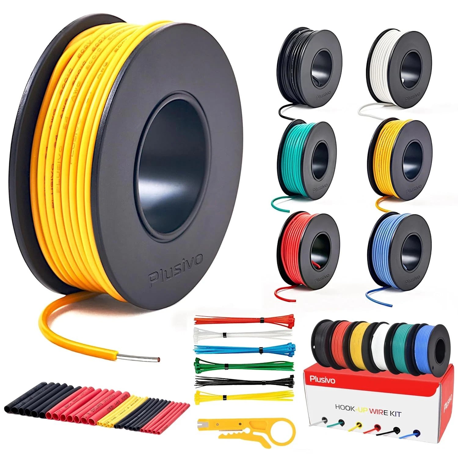 20 AWG Solid Core Wire Kit – 20 Gauge PVC Coated Copper Wires Pre-Tinned 23Ft or