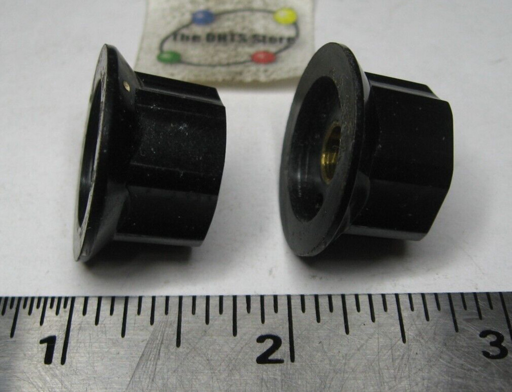 Equipment Knob Black Plastic w Brass Bushing 1″ Dia 1/2″ tall – USED Qty 2