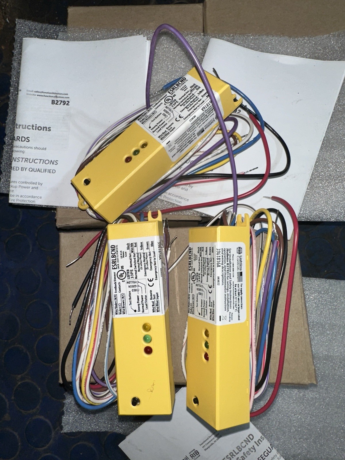 Lot Of 3 ESRN UL924 Emergency Lighting Relay 120-277 Vac / 5 AMP SPST