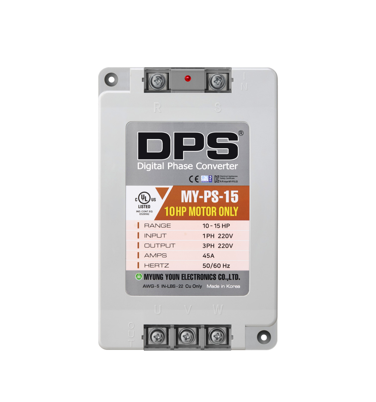 1 Phase to 3 Phase Converter, Suitable for 10HP(7.5KW) 30 Amps 200-240V Motor
