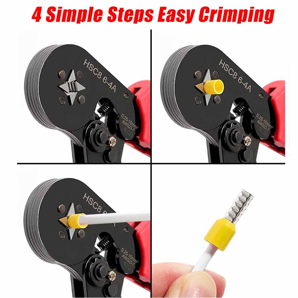 Ferrule Crimping Tool Kit AWG23-7 Self-adjustable Ratchet Wire Crimping Tool Kit