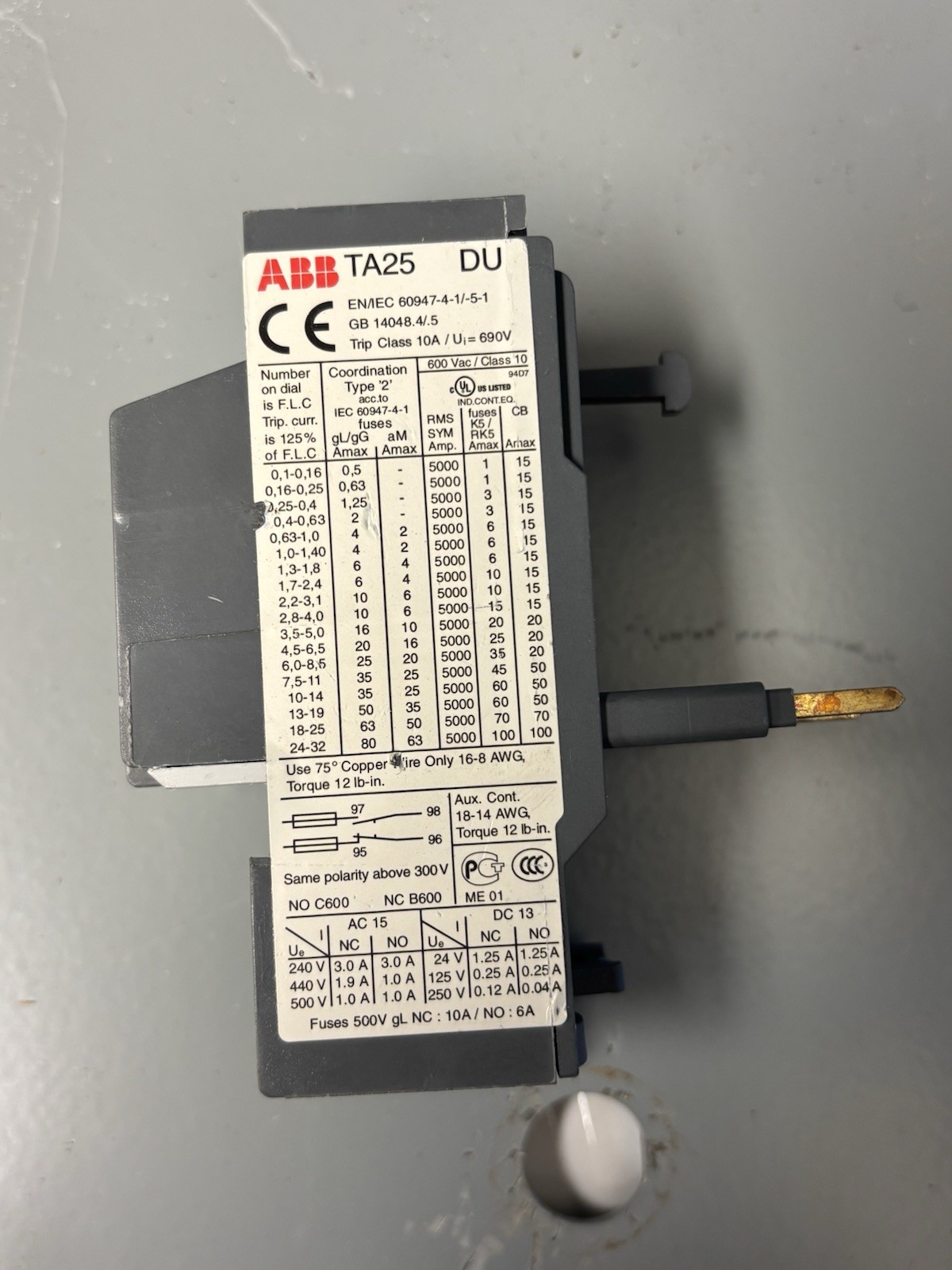 ABB, TA25DU, OVERLOAD RELAY, 24-32A, 3P, NEW NO BOX!