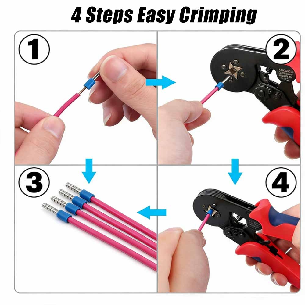 Ferrule Crimping Tool Kit AWG23-7 Self-adjustable Ratchet Wire Crimping Tool Kit