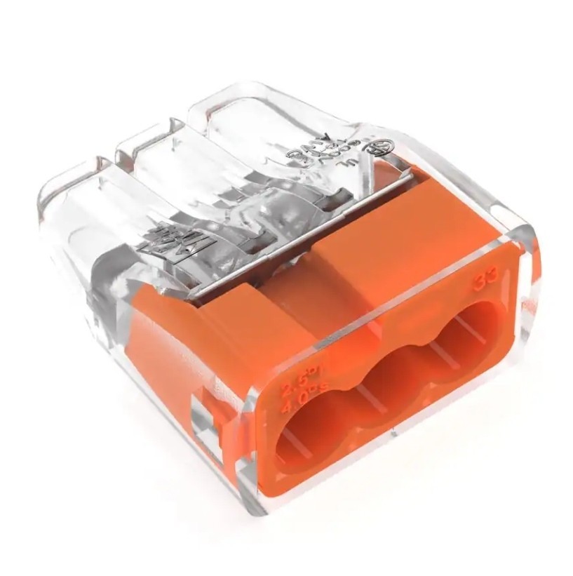 IDEAL 30-1033 In-Sure Push-in Wire Connectors 3 Port -Orange-Bag 25 Pcs