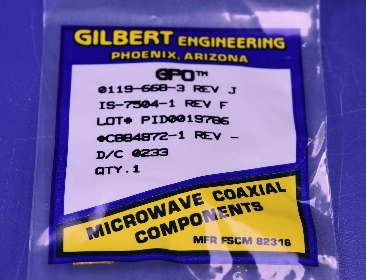 Corning Gilbert 0119-668-3 GPO Female Float Mount to .086 Semi-Rigid Cable