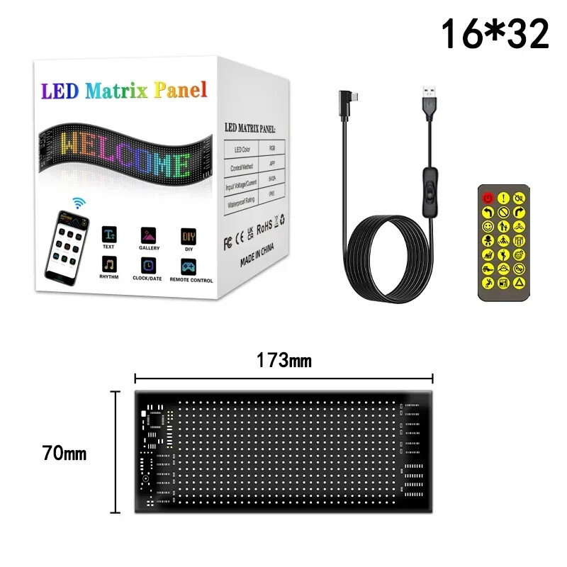 LED Matrix Pixel Panel Scrolling Bright Advertising LED Sign Flexible USB 5V LED