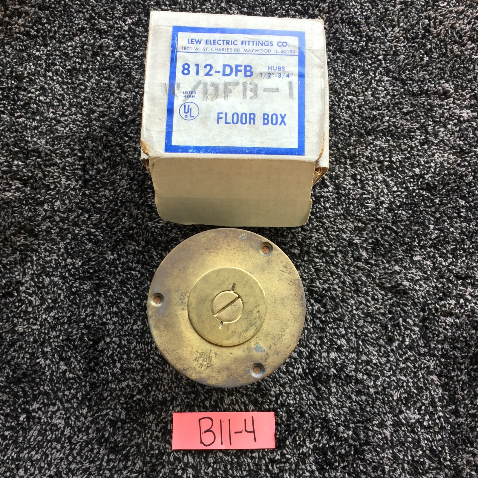 Lew Electric Fittings Co. 812-DFB Brass Double Outlet Electrical Floor Box