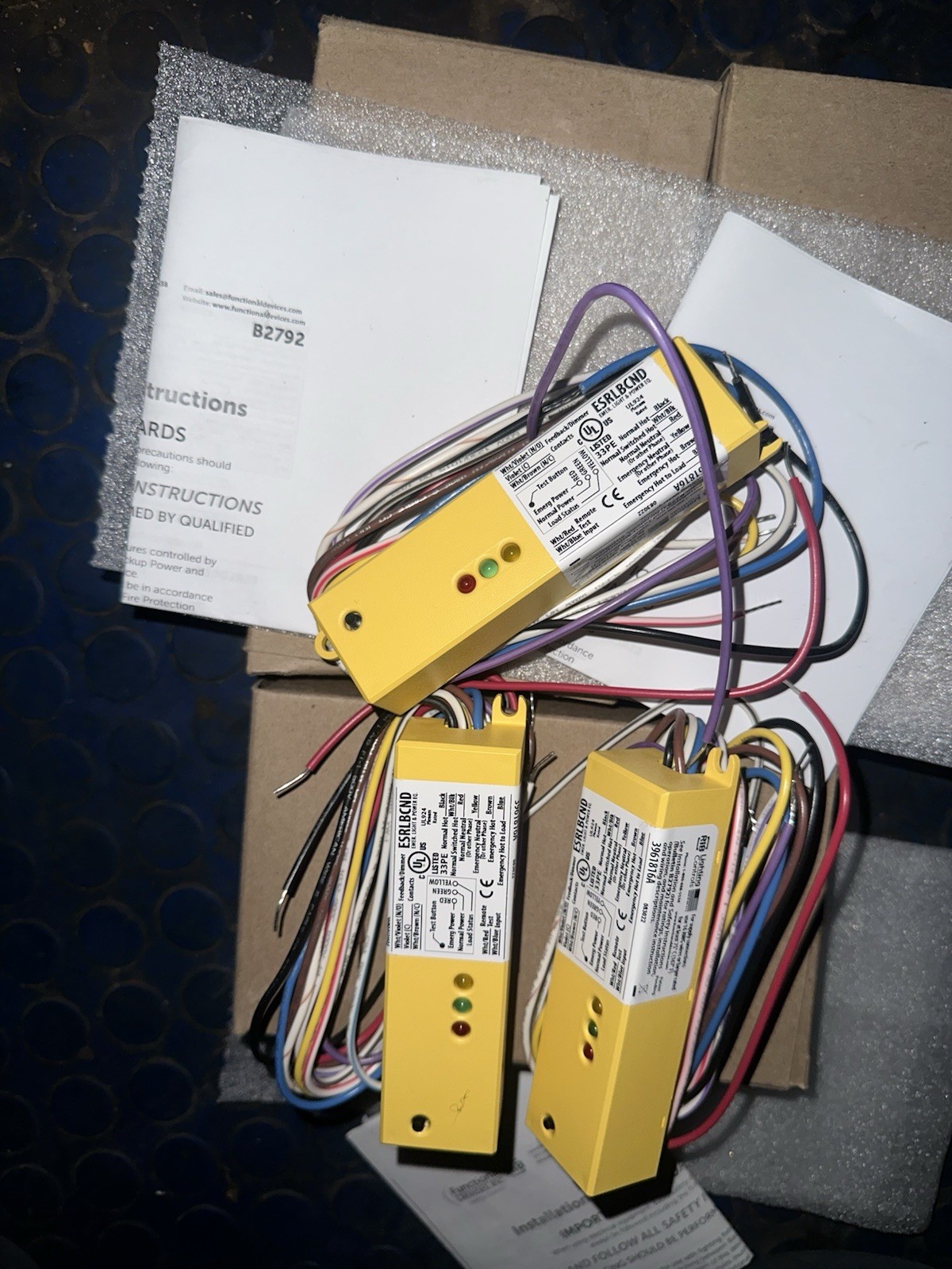 Lot Of 3 ESRN UL924 Emergency Lighting Relay 120-277 Vac / 5 AMP SPST