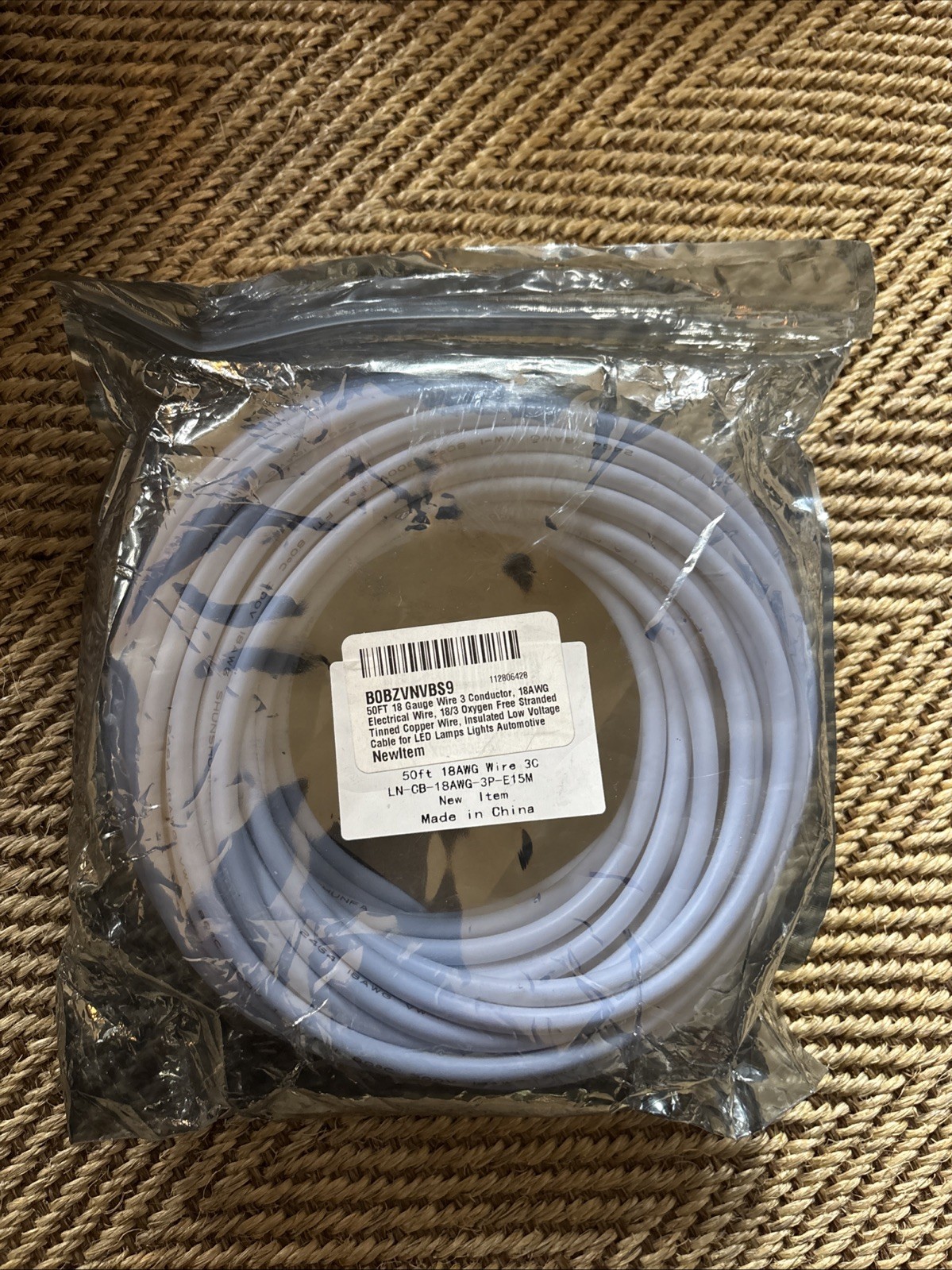 50FT 18 Gauge 3 Conductor Electrical Wire 18 AWG Stranded Low Voltage 18/3 Cable