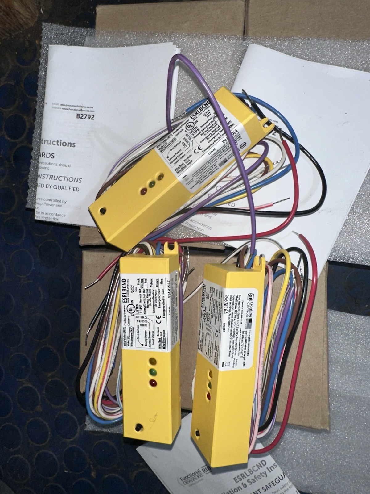 Lot Of 3 ESRN UL924 Emergency Lighting Relay 120-277 Vac / 5 AMP SPST
