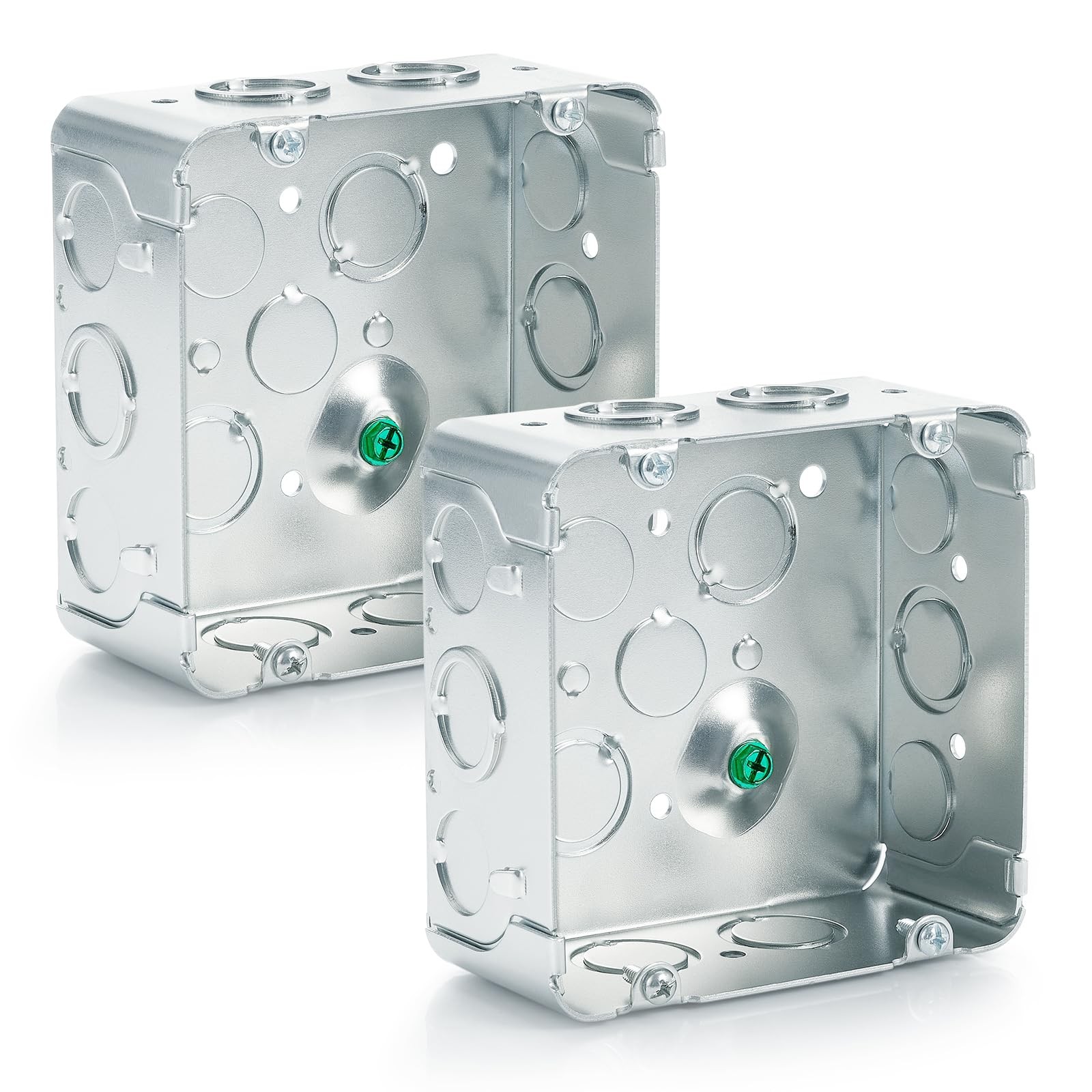 2 PCS Silver Galvanized Steel Deep Square Metal Electrical Junction Box Size