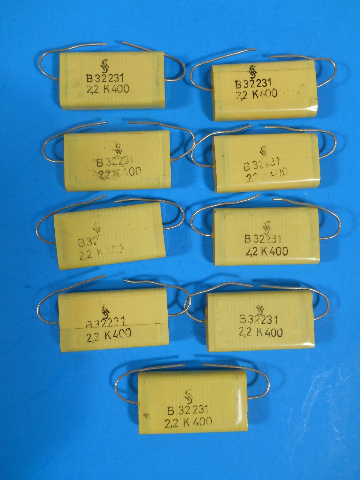9X Epcos B32231 2.2uF 400V Film Metallized Polyester Axial Capacitors NOS