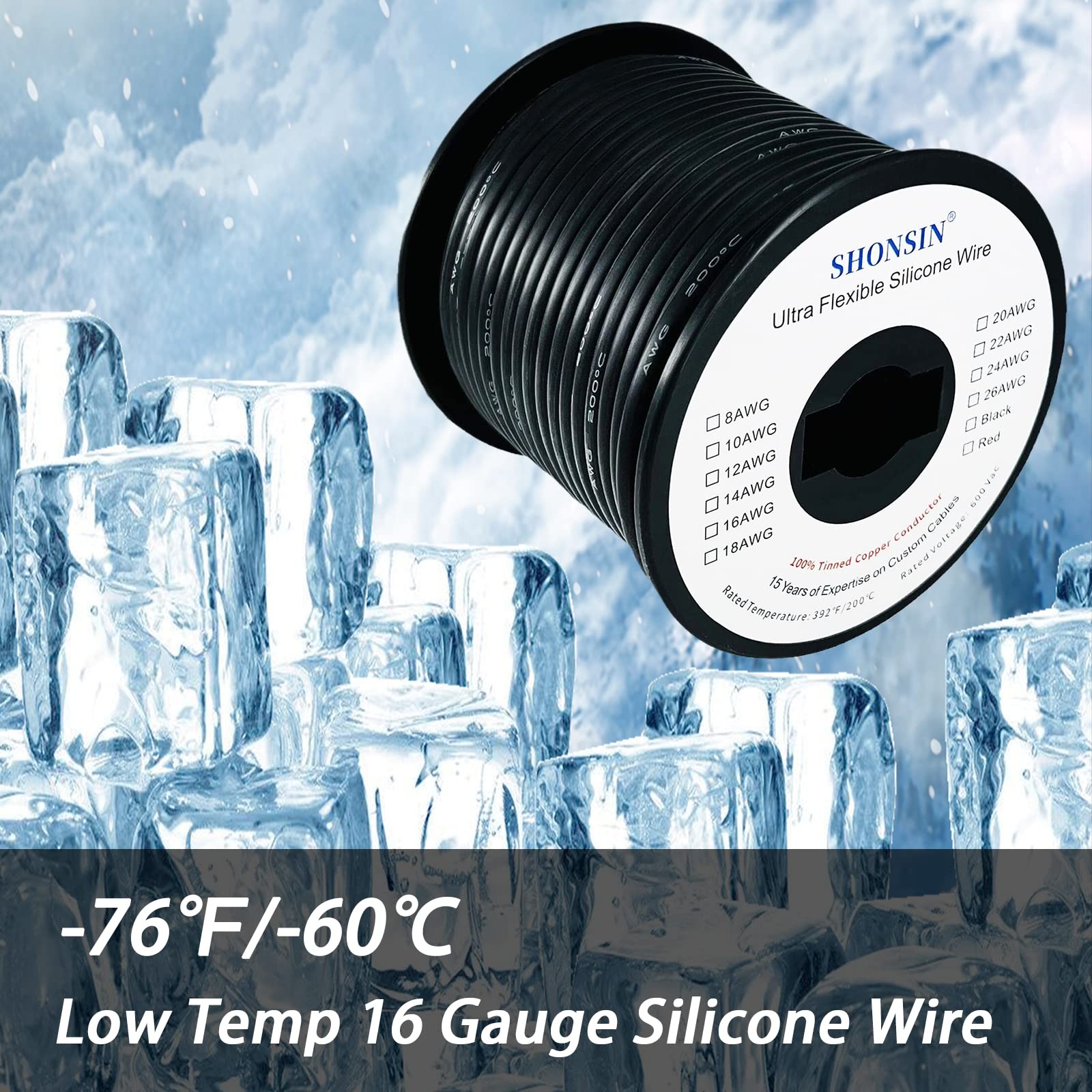 16 Gauge Silicone Wire Spool 100FT Black, Extremely Flexible 16 AWG Automotiv…