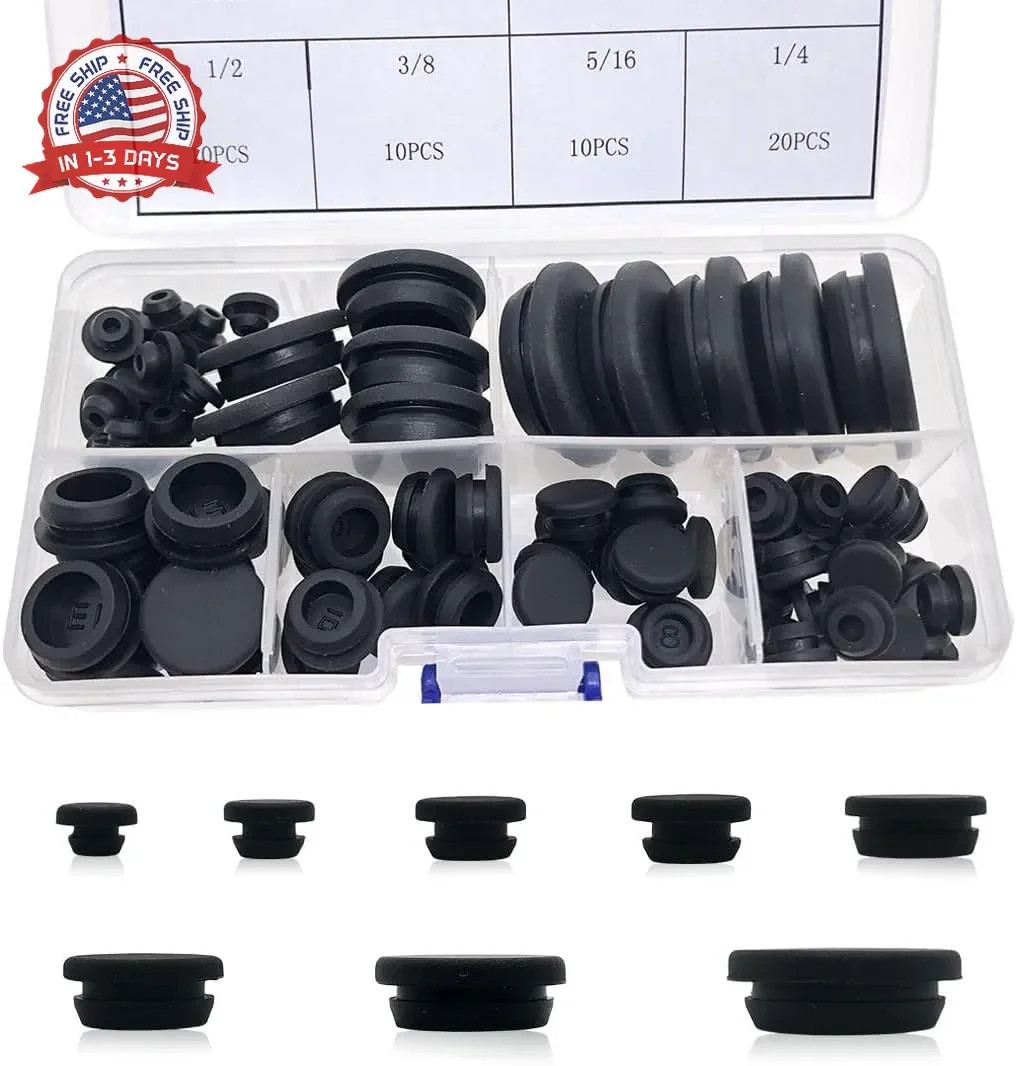 80PCS Silicone Hole Plugs Kit – 7 Sizes (1/4″ 5/16″ 3/8″ 1/2″ 5/8″ 3/4″ 1″) – Sn