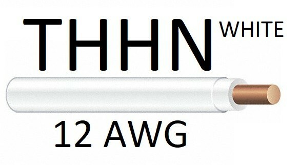 12 AWG Solid White THHN Copper Wire Sold By The 10 Foot Lengths and Cut to SIZE!