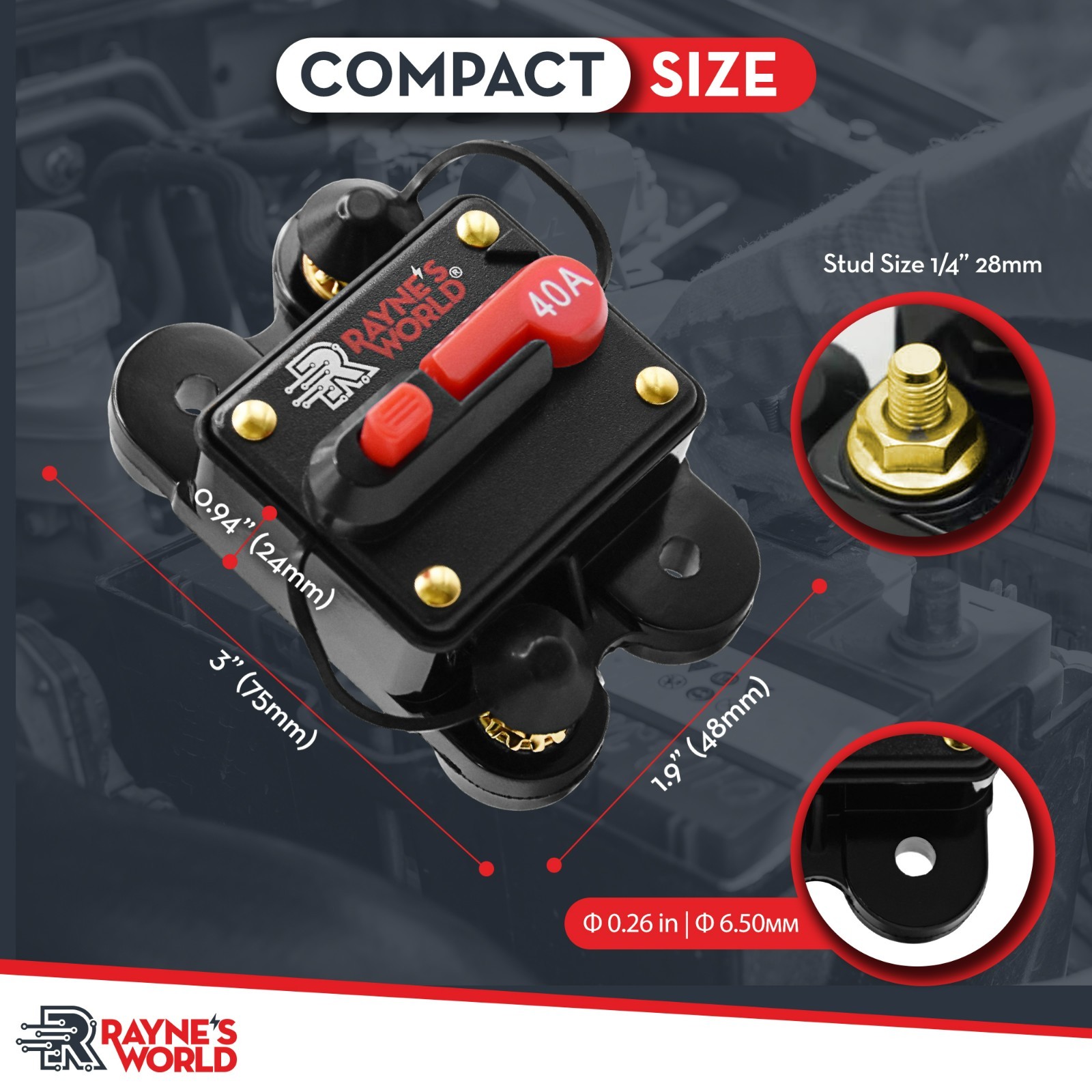 40 Amp Waterproof Circuit Breaker Auto/Marine/Solar 12-48V DC Manual Reset