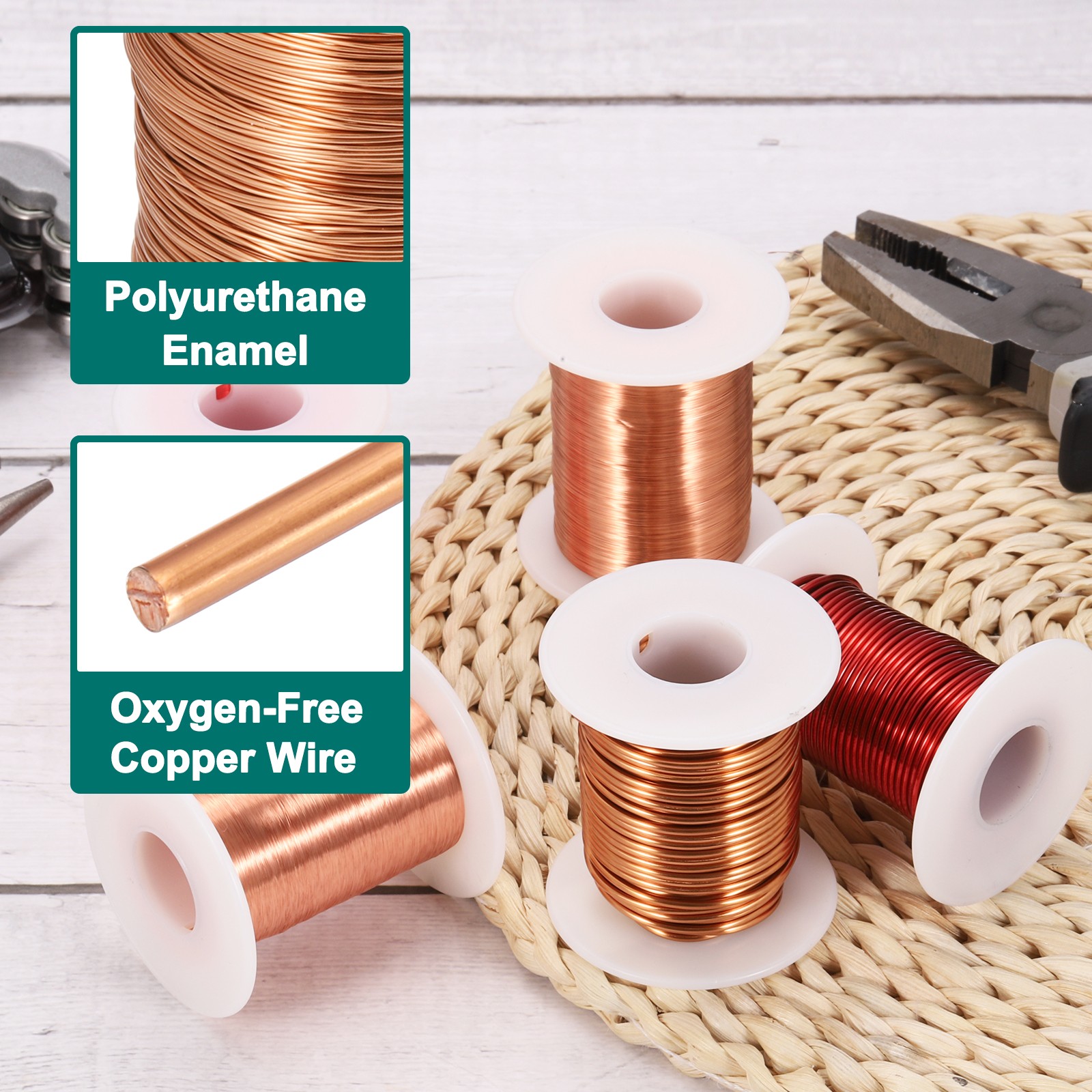 44 AWG Magnet Wire, 44 Gauge 4 oz Enameled Copper Wire, 155C(311F), Copper Color