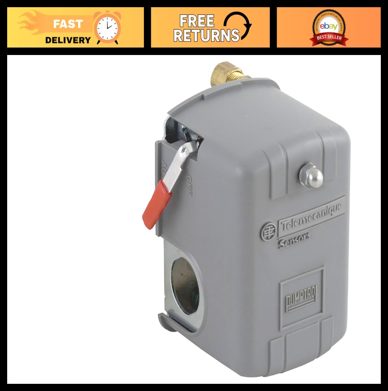 Air-Pump Pressure Switch NEMA 1, 30-50 psi Setting, 20-65 psi Cut-Out, Adjustabl