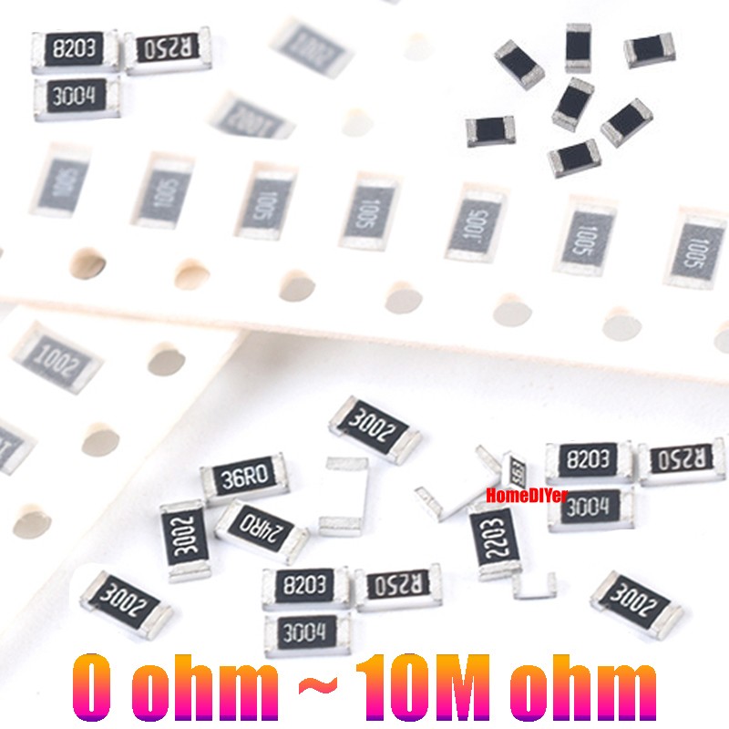 0402 SMD Resistors 1/16W 1% Tolerance 62 Value Available 0 ohm to 10M ohm 100PCS