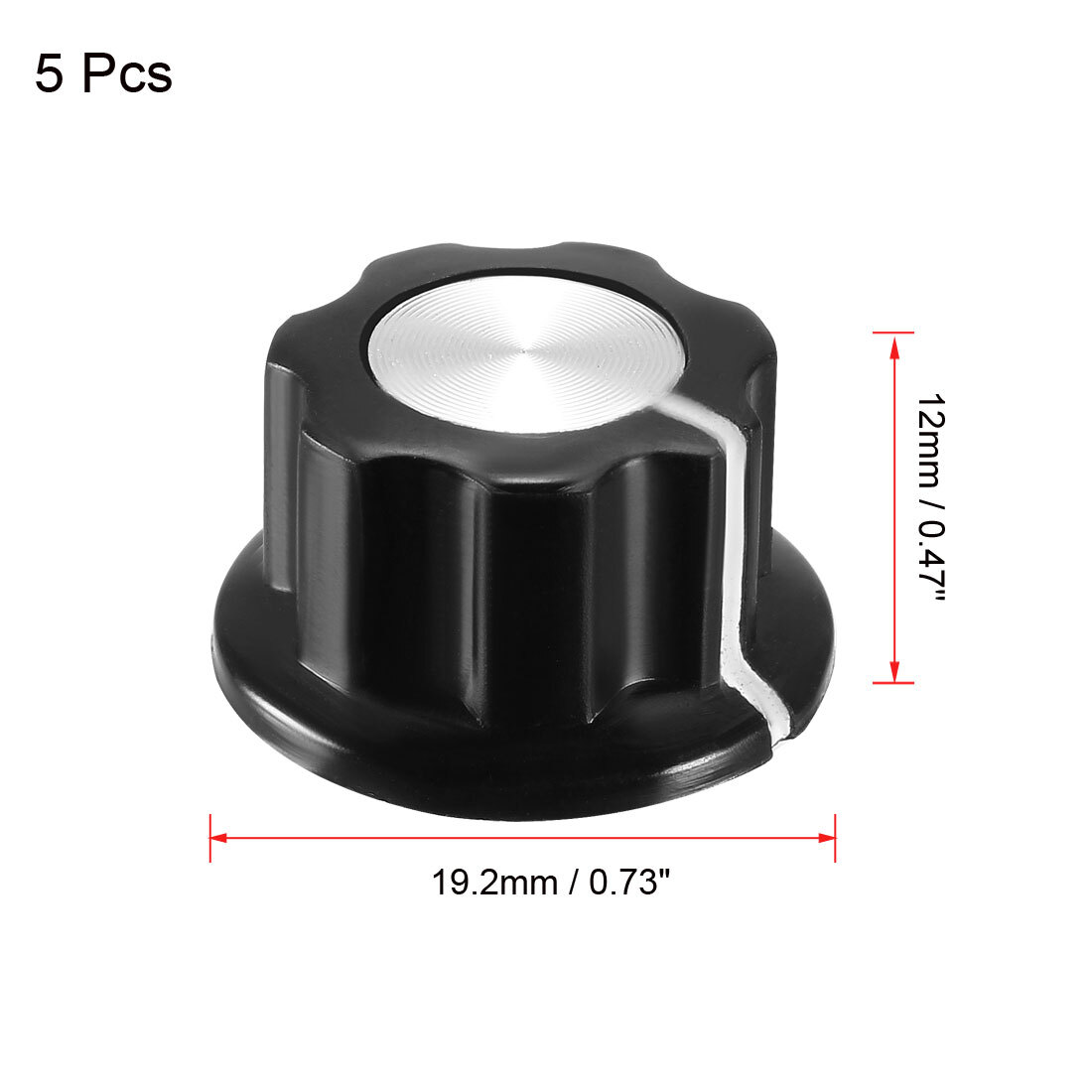 5Pcs Speaker Control Knob Amplifier Knob Black for 6.4mm Dia Shaft Potentiometer