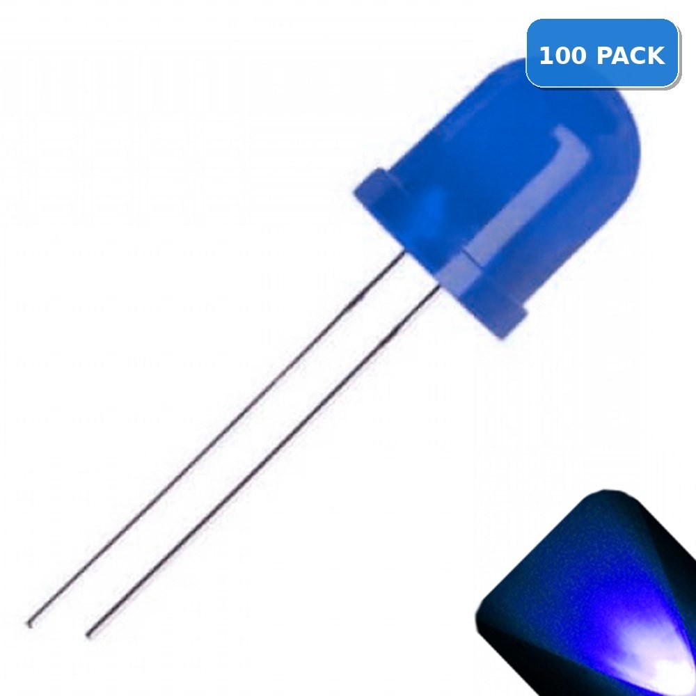 100 x 10mm Round Top Diffused Colored Lens LED Blue Ultra Bright Lights RC Model