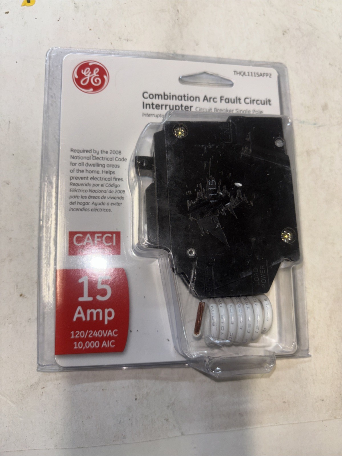 GE 15Amp Single Pole Combination Arc Fault Breaker CAFCI #THQL1115AFP2.A12 5052