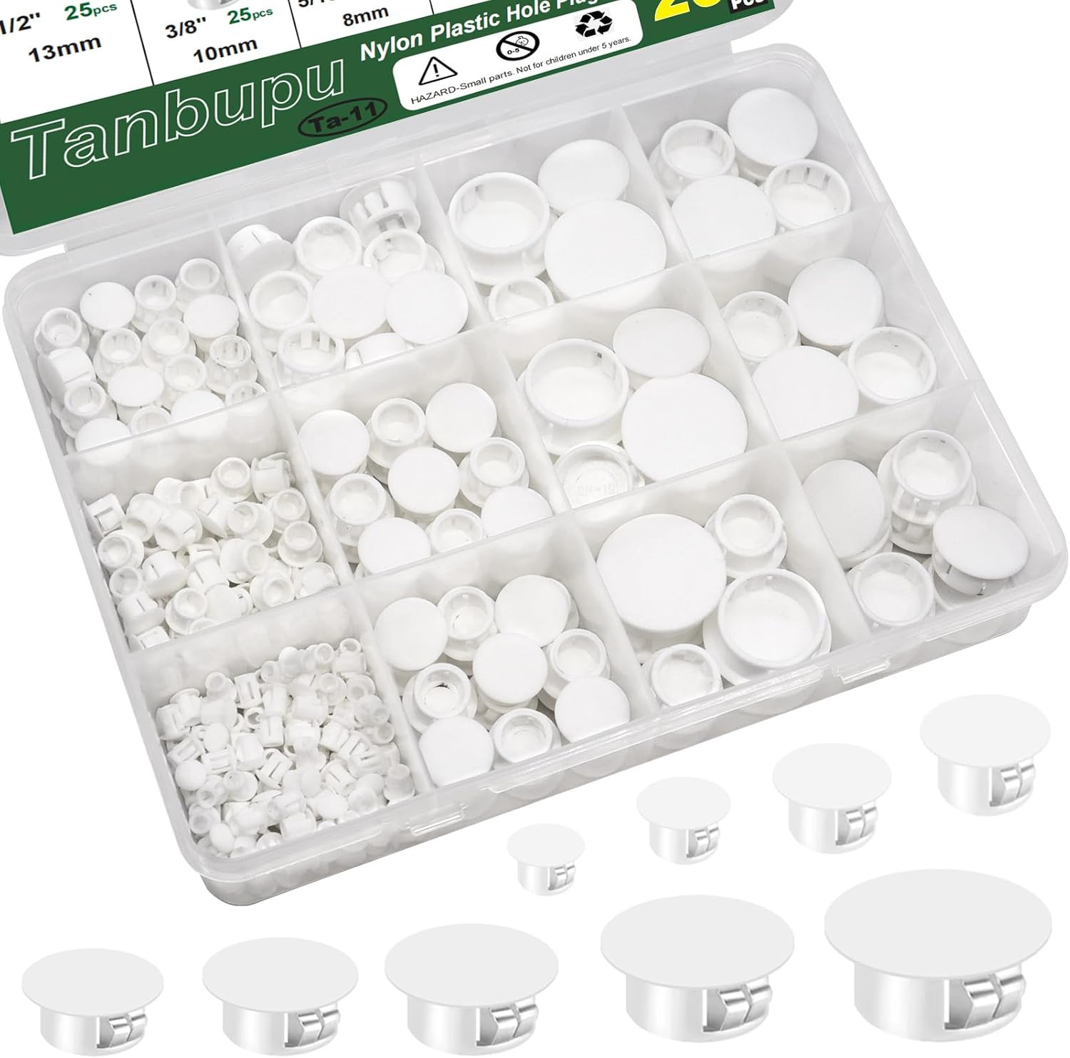 200Pcs 9 Sizes Nylon Plastic Hole Plugs 1/5″ 1/4″ 5/16″ 3/8″ 1/2″ 5/8″ 3/4″ 7/8″