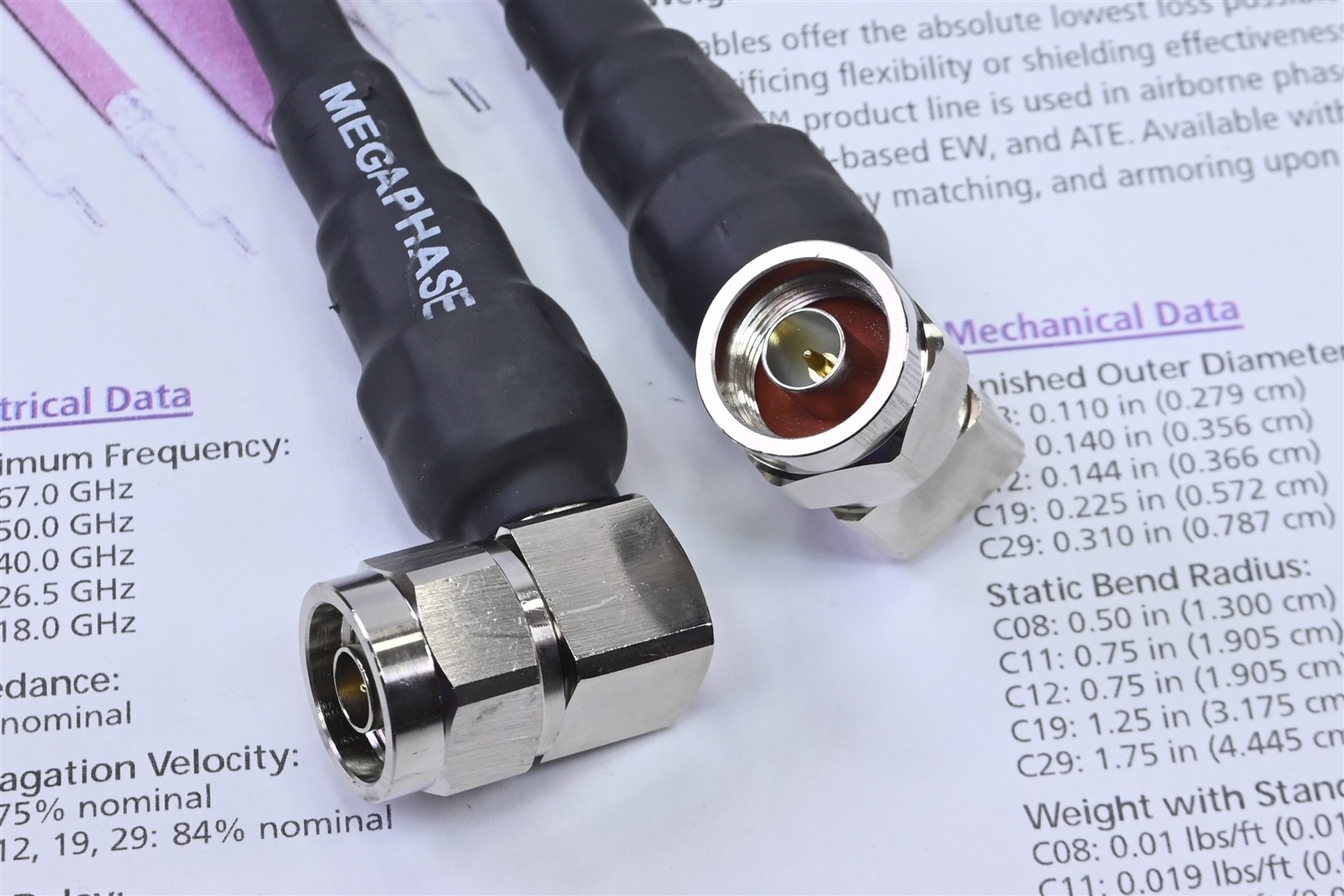 Megaphase 18 GHz Precision N-R/A to N R/A RF Coaxial Cable Ultra Low Loss 22″